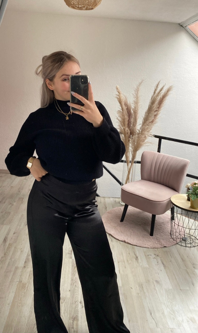 Satijnen broek zwart