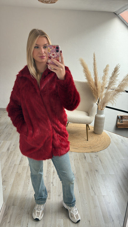 Fluffy jas rood