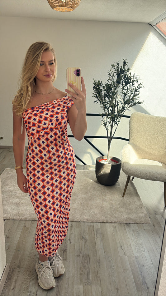 ONE SHOULDER JURK ORANJE