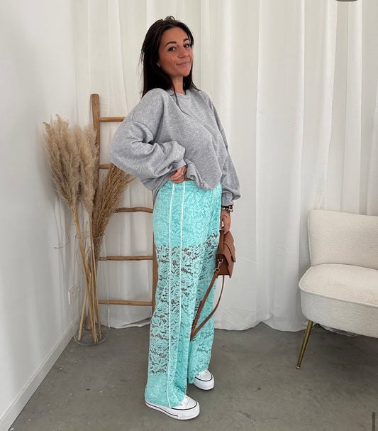 TURKOOIS KANTEN BROEK