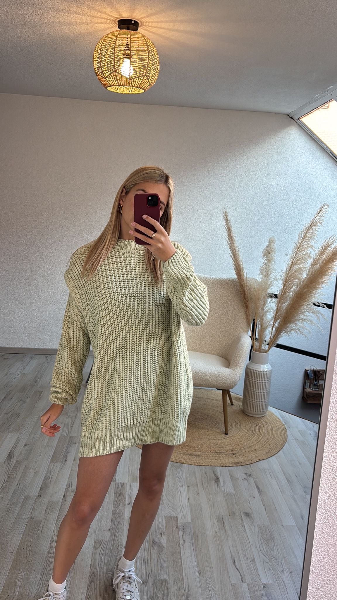 Mint knitted jurk