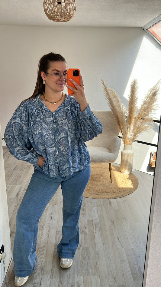 Blauwe blouse