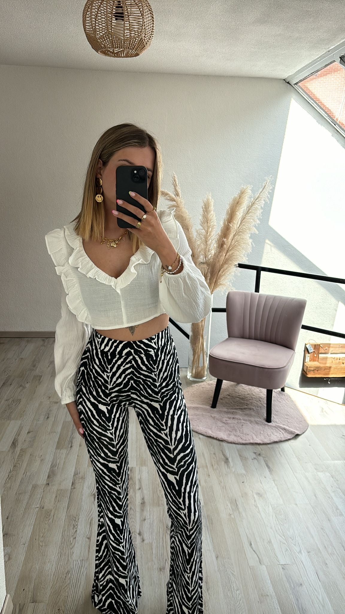 Flared broek zebra