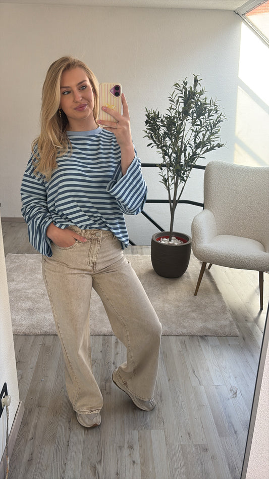 STRIPED LONGSLEEVE LICHTBLAUW