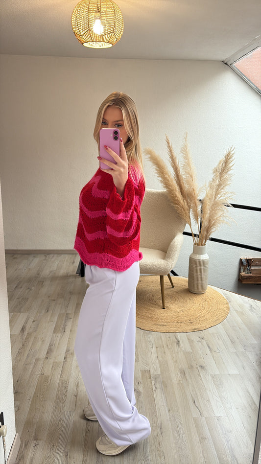 Zigzag trui roze/rood