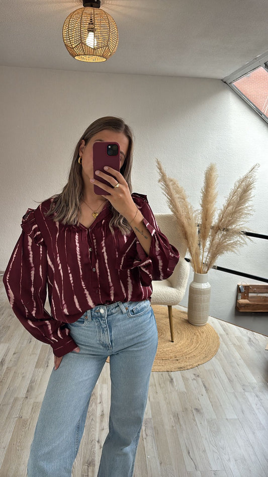 Burgundy blouse print