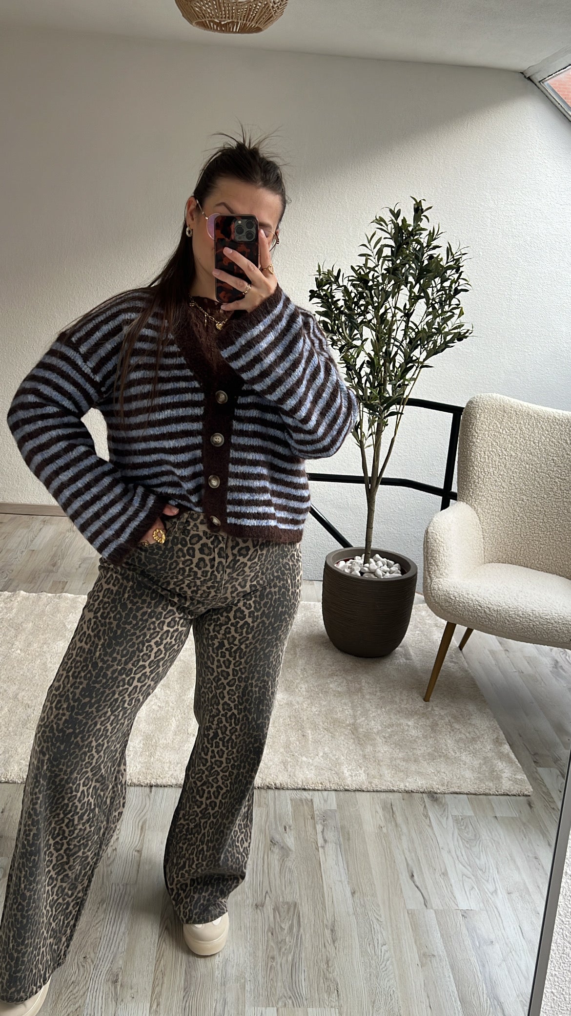 STRIPED CARDIGAN BLAUW