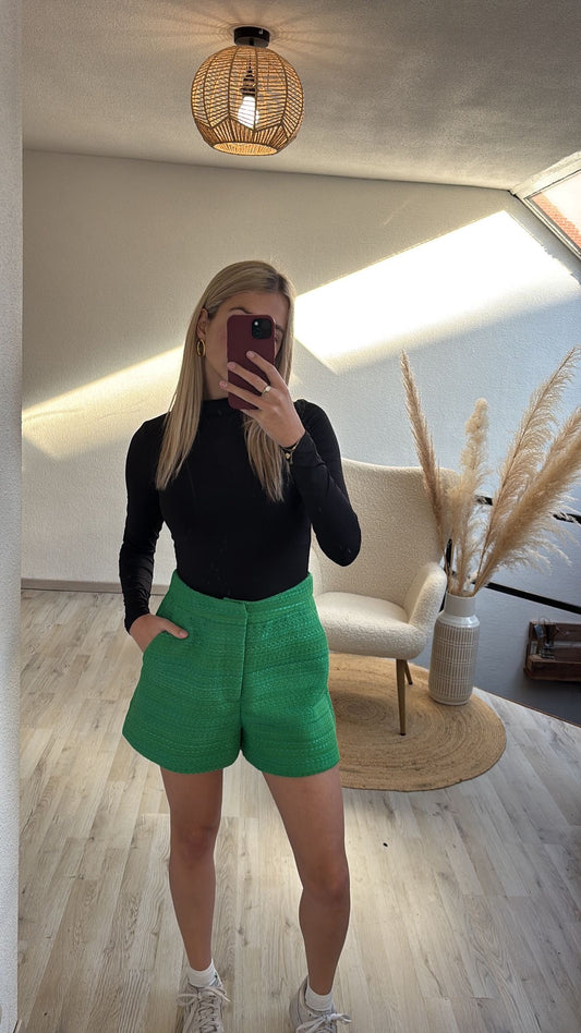 Tweed short groen