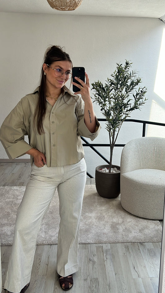 GESTREEPTE JEANS