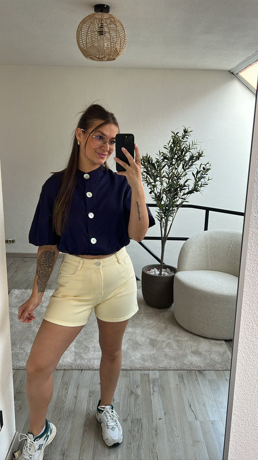 DONKERBLAUWE BLOUSE