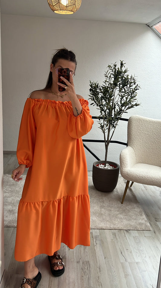 OFF SHOULDER JURK ORANJE