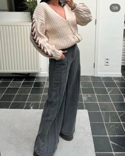 WIDE LEG JEANS GRIJS