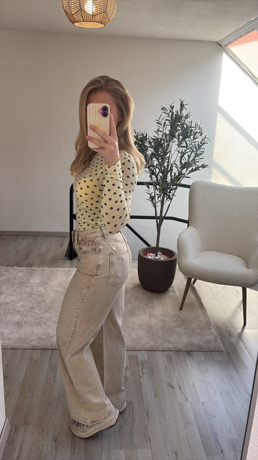 POLKADOT LONGSLEEVE GEEL