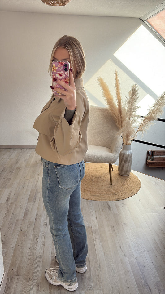 Beige trenchcoat kort