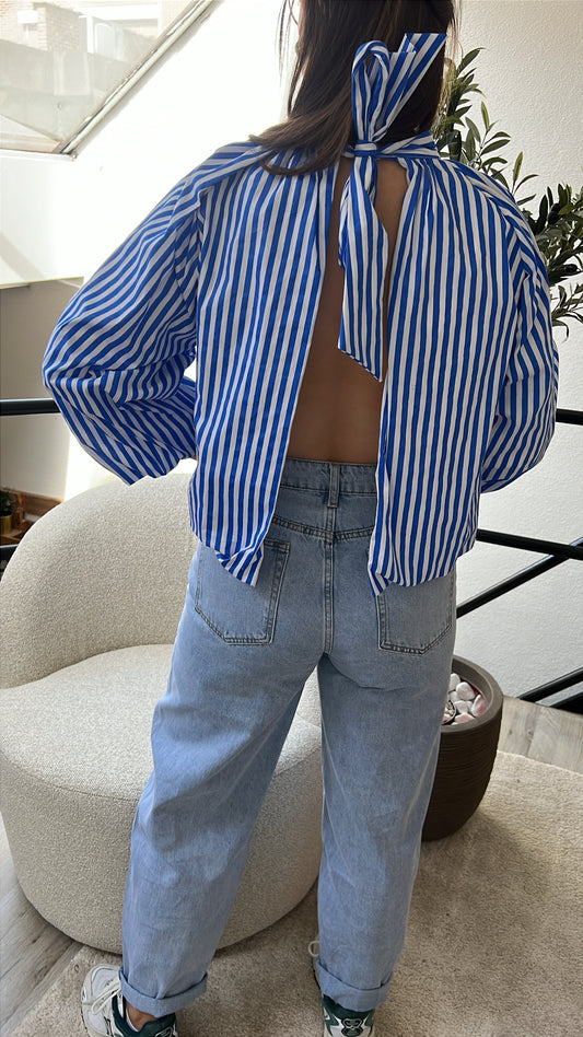 STRIPED BLOUSE BLAUW