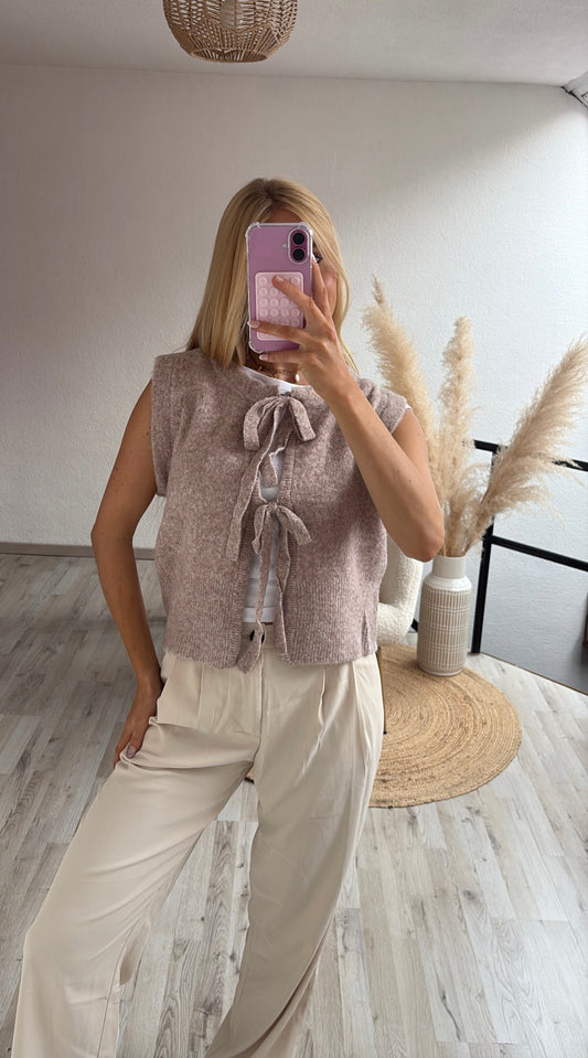 Gilet strikje taupe