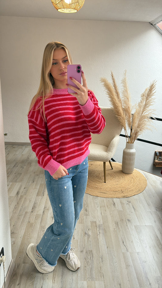 Gestreepte knit roze