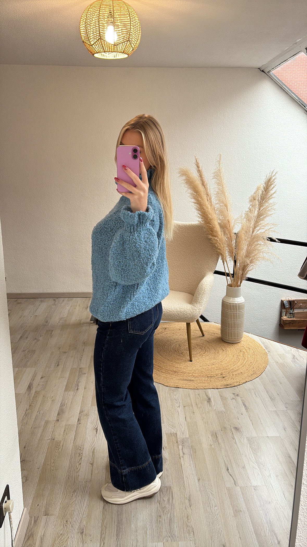 Blauwe knit col