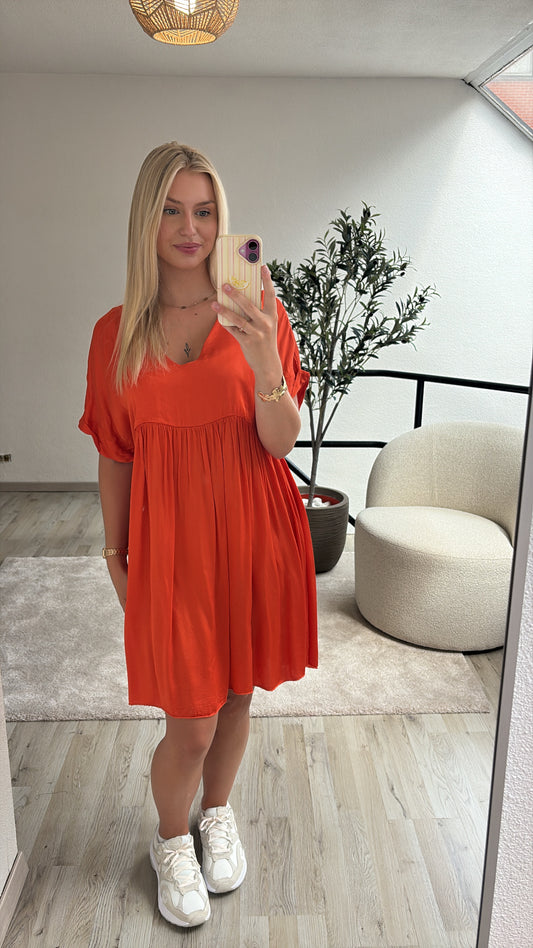 SATIJNEN JURK ORANJE