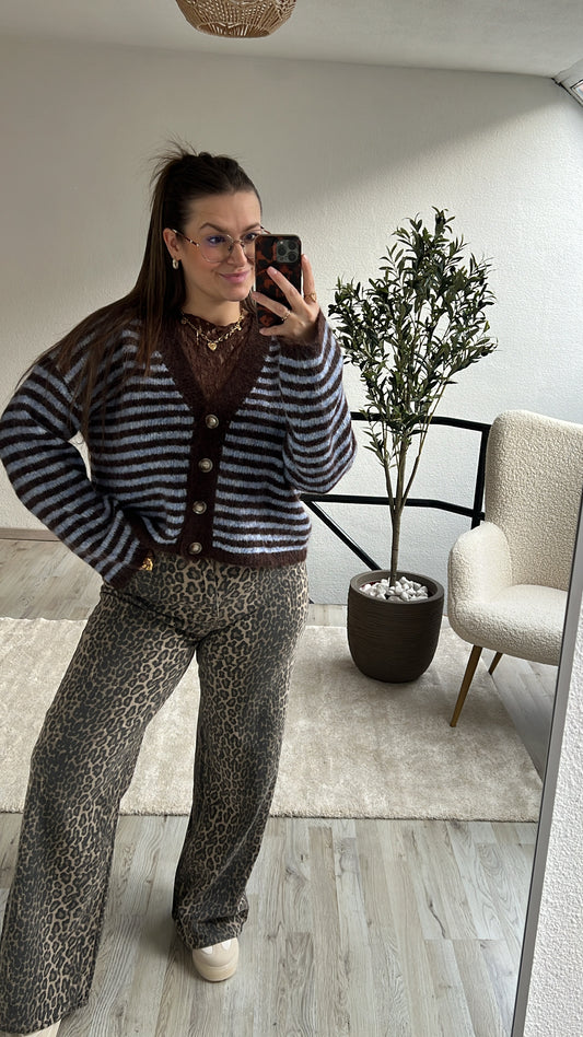 STRIPED CARDIGAN BLAUW