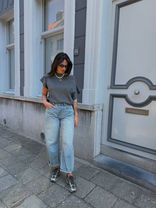 GRIJZE KNIT TOP