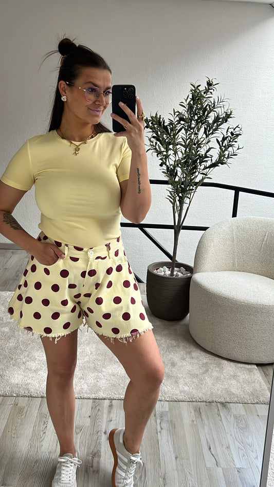 SHORT POLKADOT GEEL