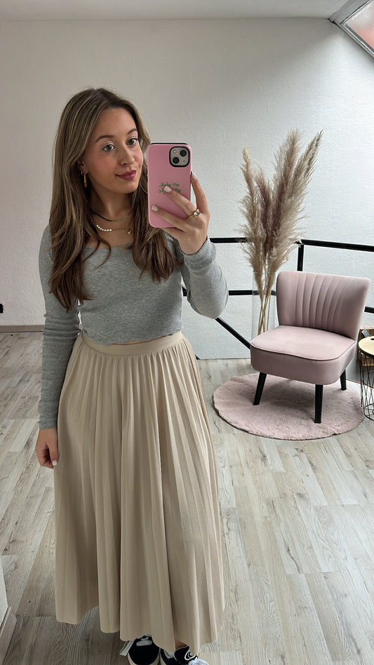 Plissé rok beige
