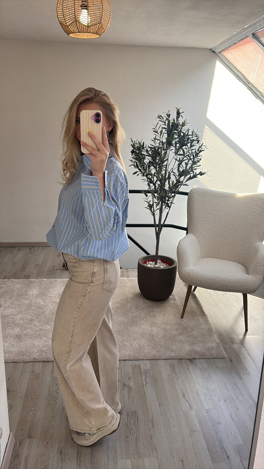 BLAUWE BLOUSE DIAMANTJES