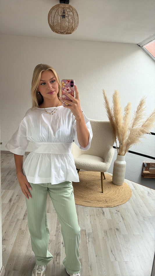 Groene pantalon streep