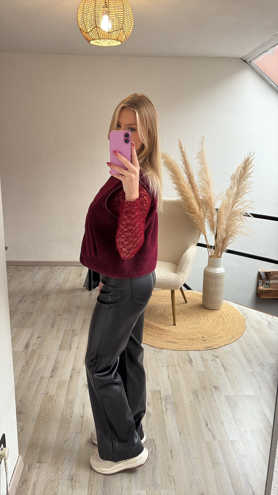 Burgundy kanten top