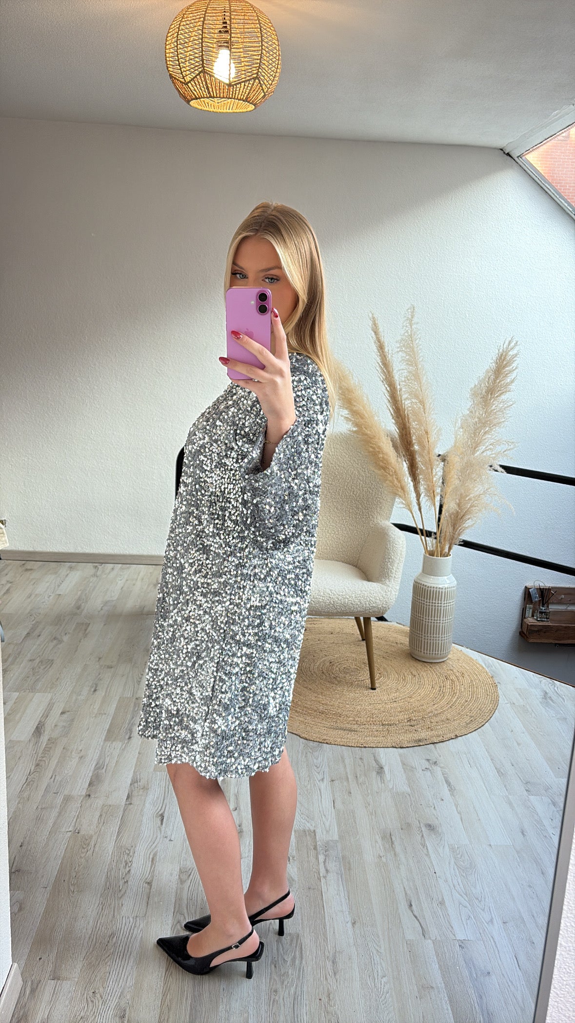Glitterjurk zilver
