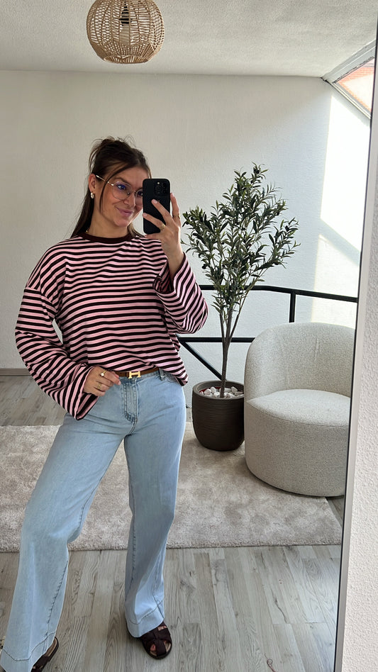 STRIPED LONGSLEEVE BRUIN-ROZE
