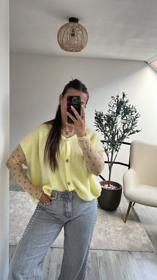 MESH TOP POLKA GEEL