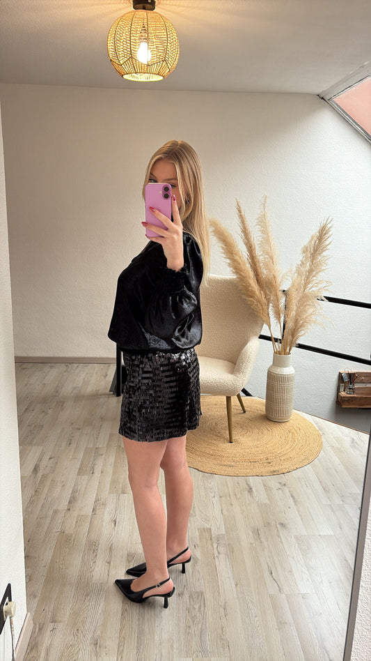 Metallic blouse zwart
