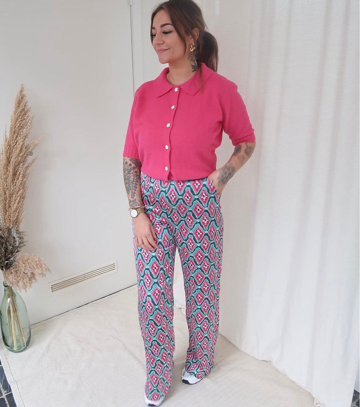 SATIJNEN BROEK PRINT