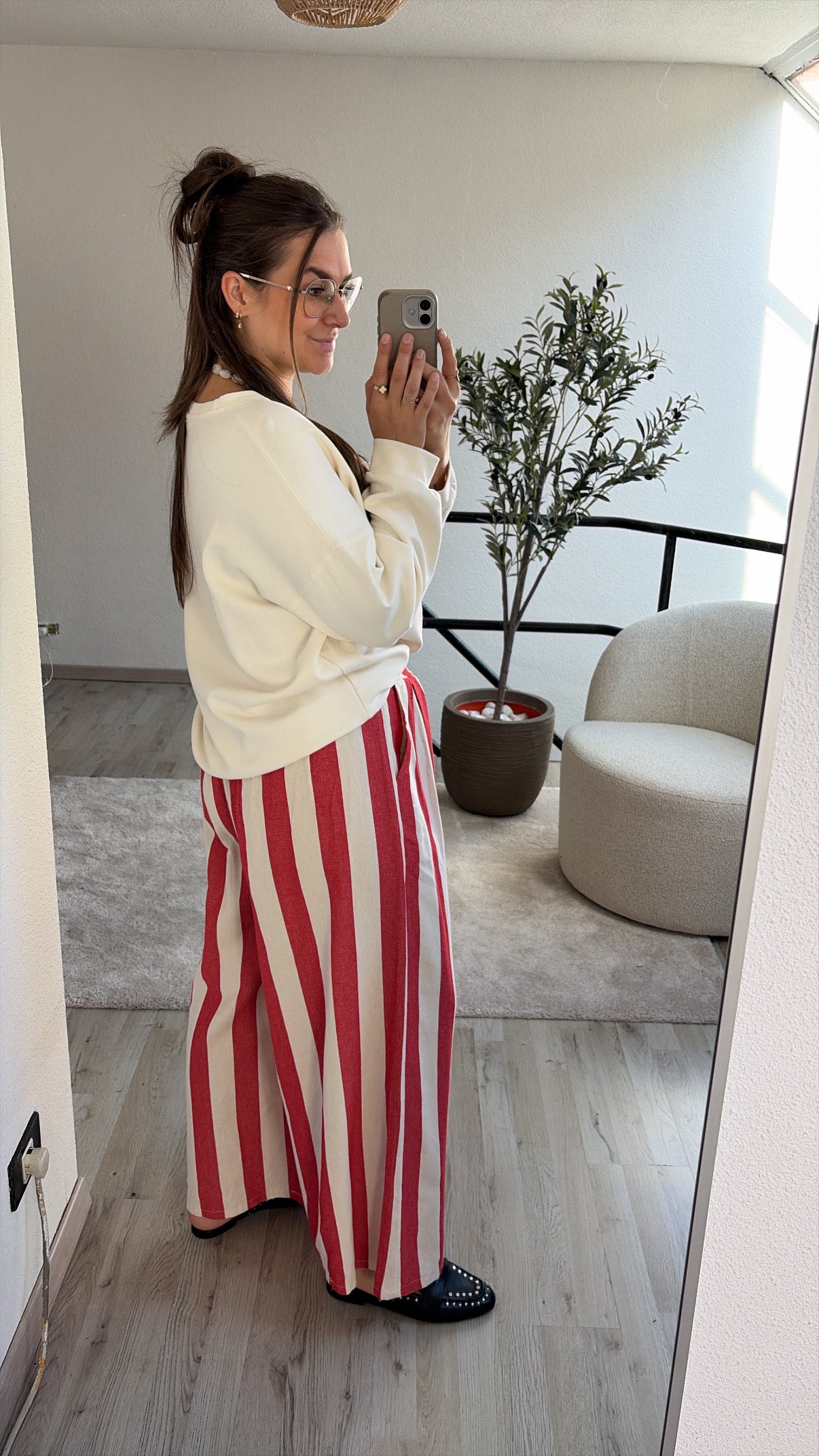 RODE STRIPED BROEK