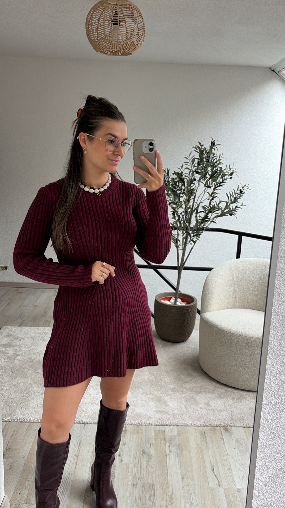 BURGUNDY KNIT JURK