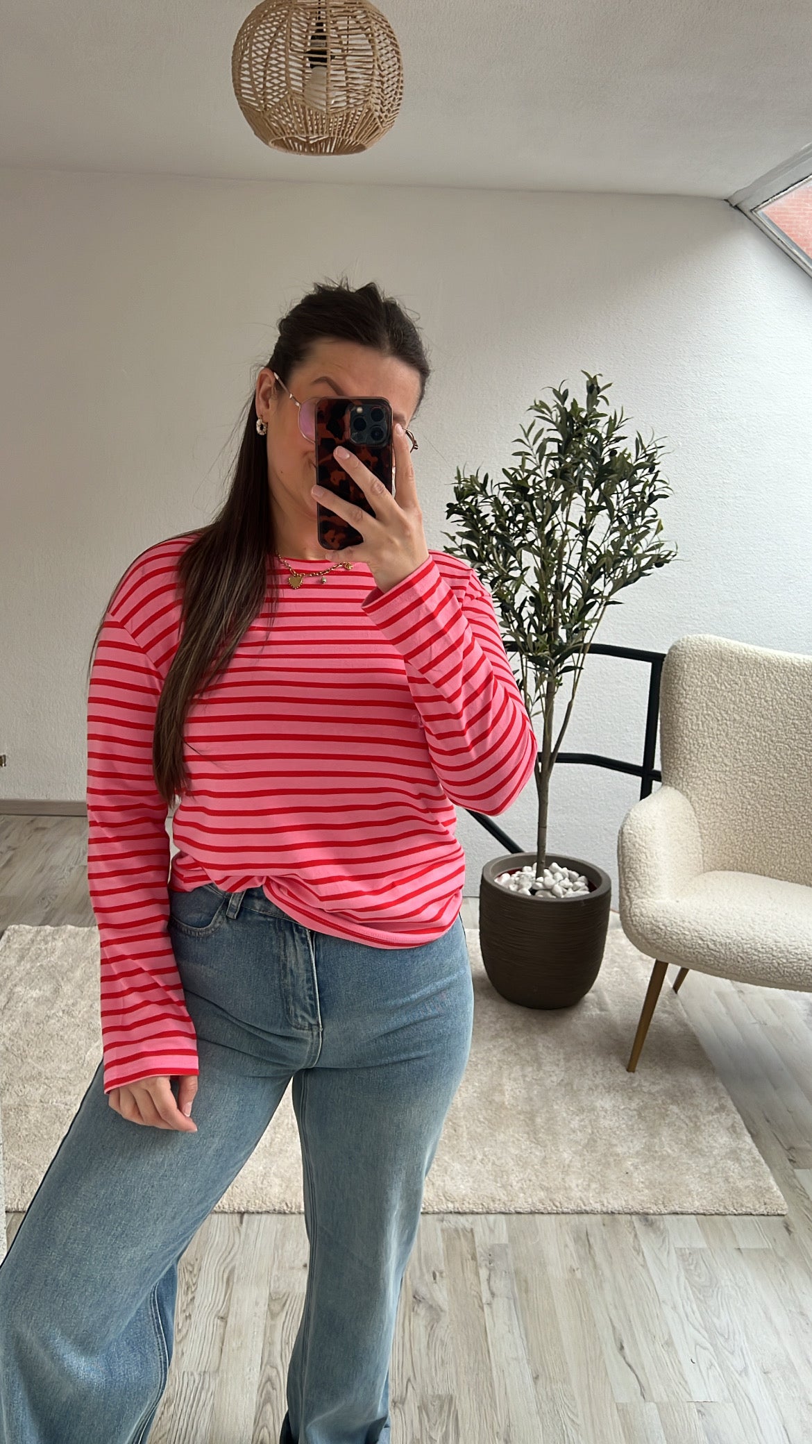 STRIPED LONGSLEEVE ROZE-ROOD