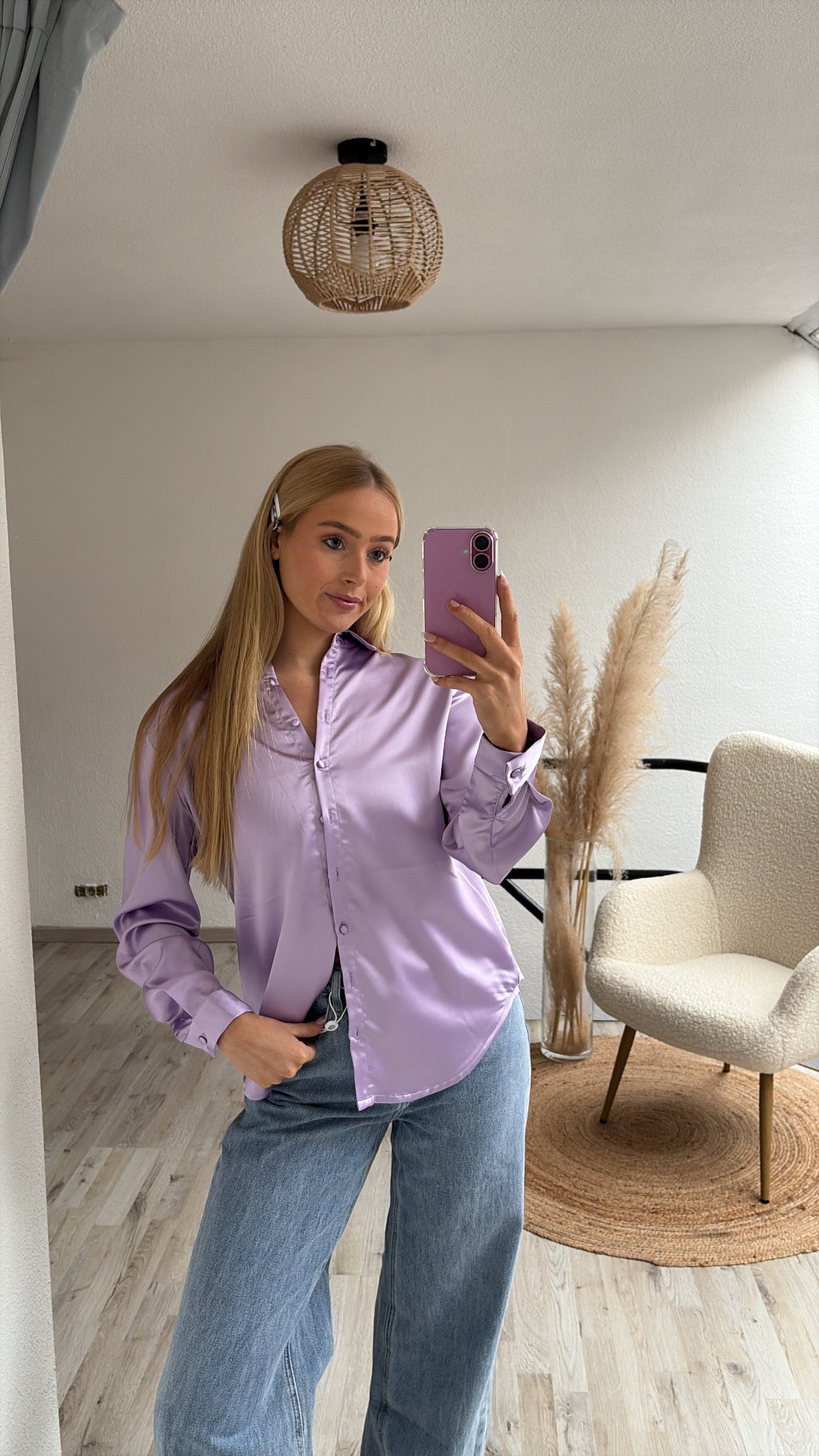 Satijnen blouse lila