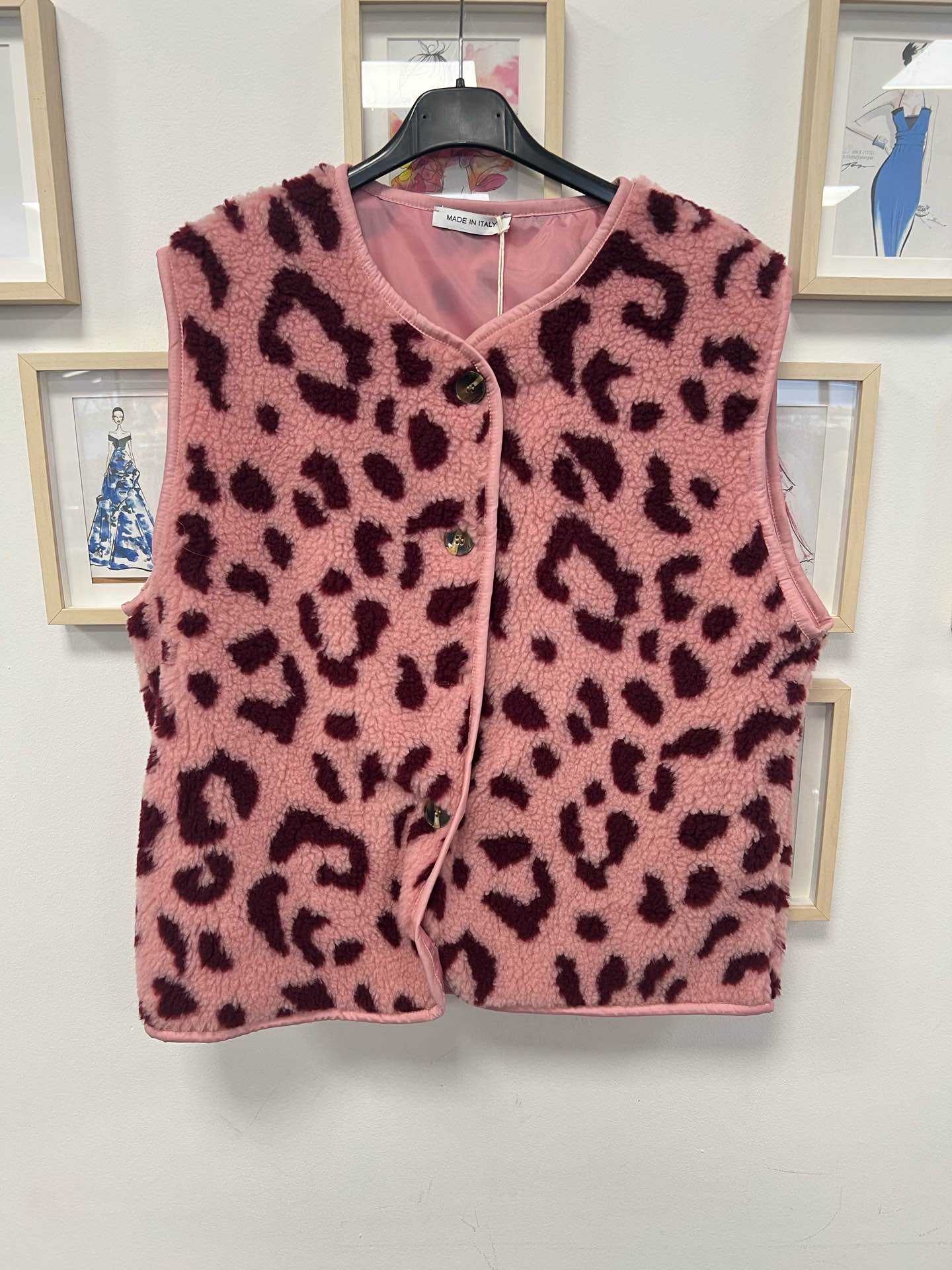 Leopard teddy gilet