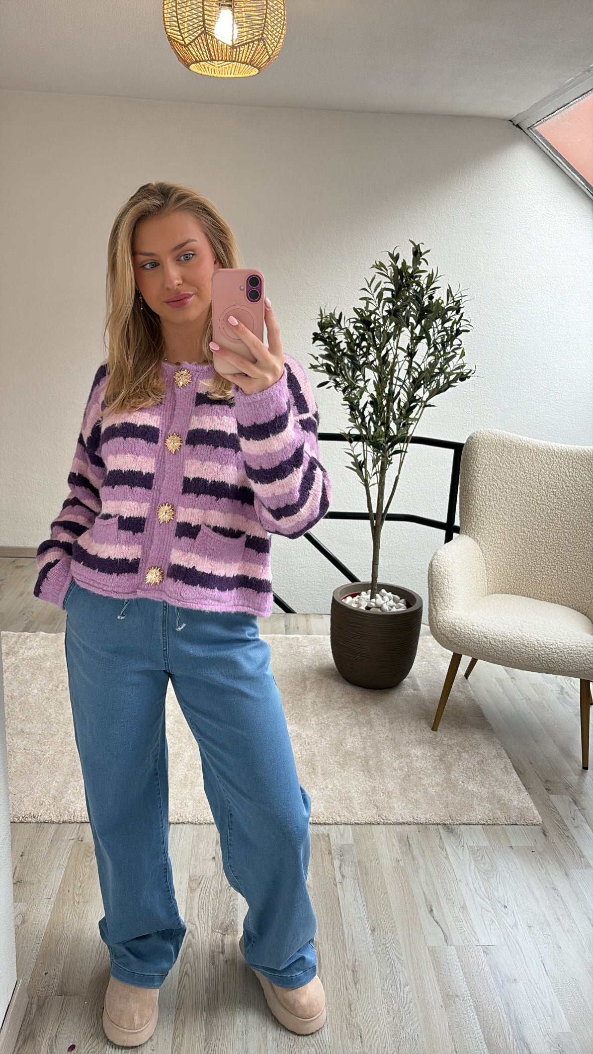 CARDIGAN STER PAARS-LILA