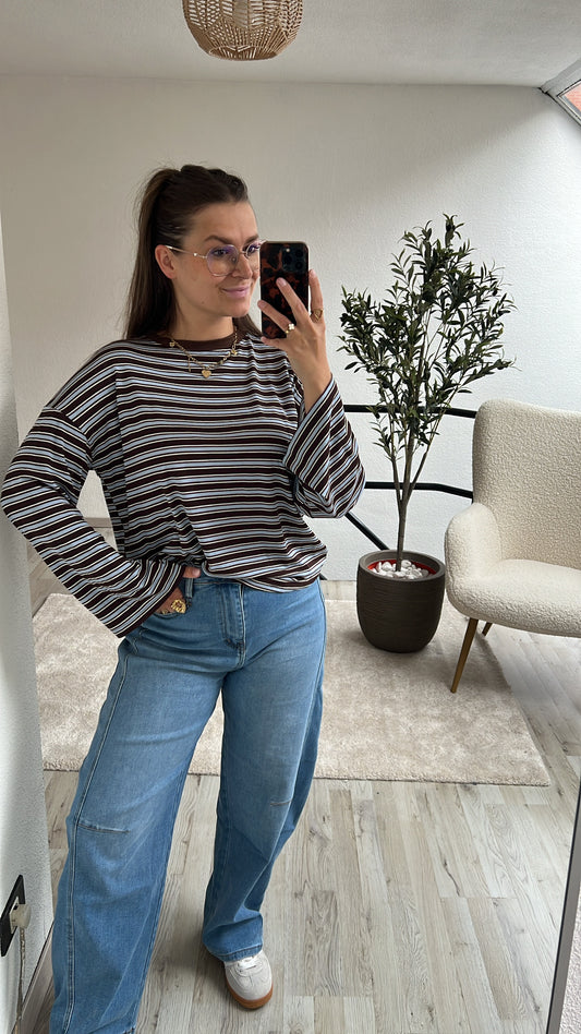 LONGSLEEVE BLAUW-BRUIN