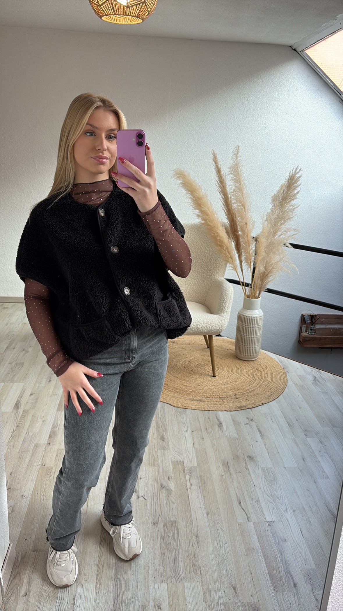 Diamantjes longsleeve bruin