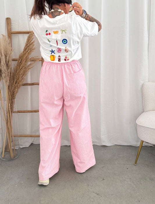 GESTREEPTE BROEK ROZE