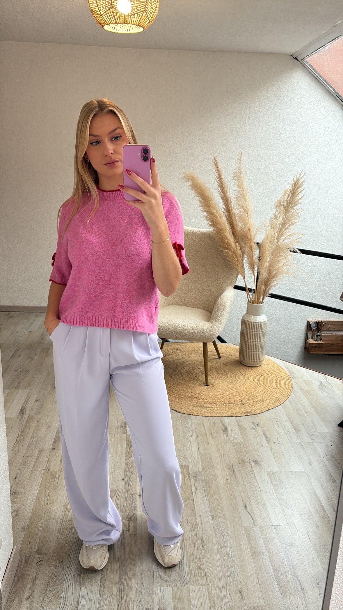 Roze knit strikjes