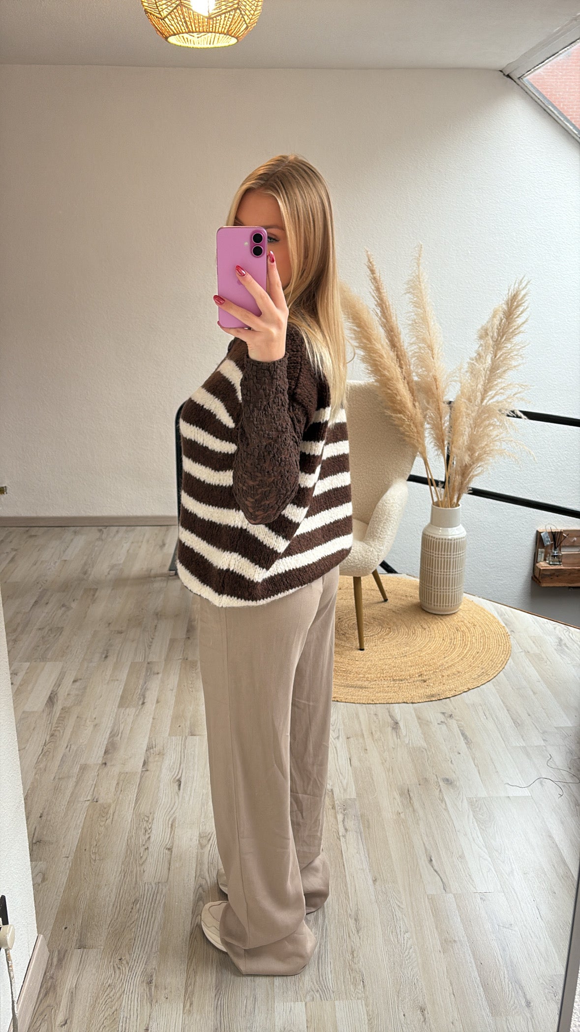 Gestreepte gilet bruin