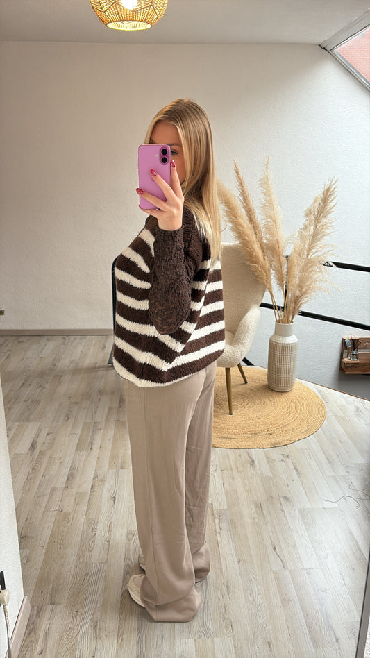 Gestreepte gilet bruin