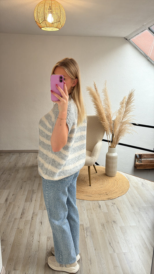 Gestreepte gilet grijs
