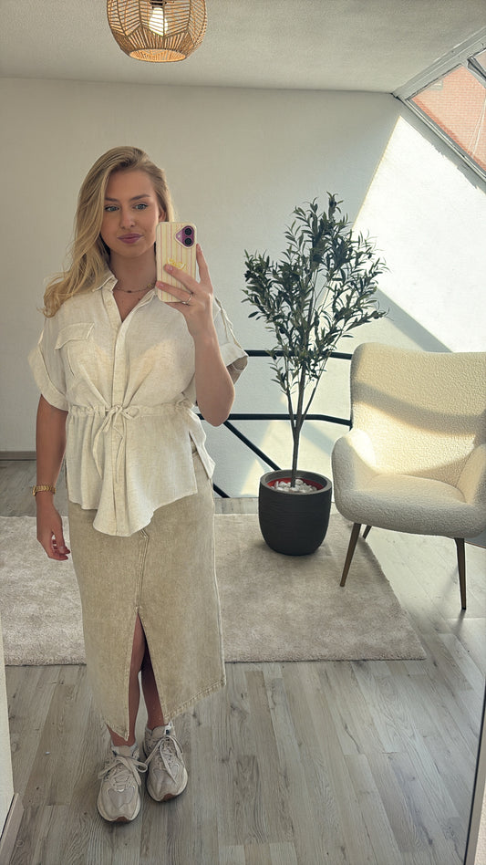 BEIGE JEANSROK