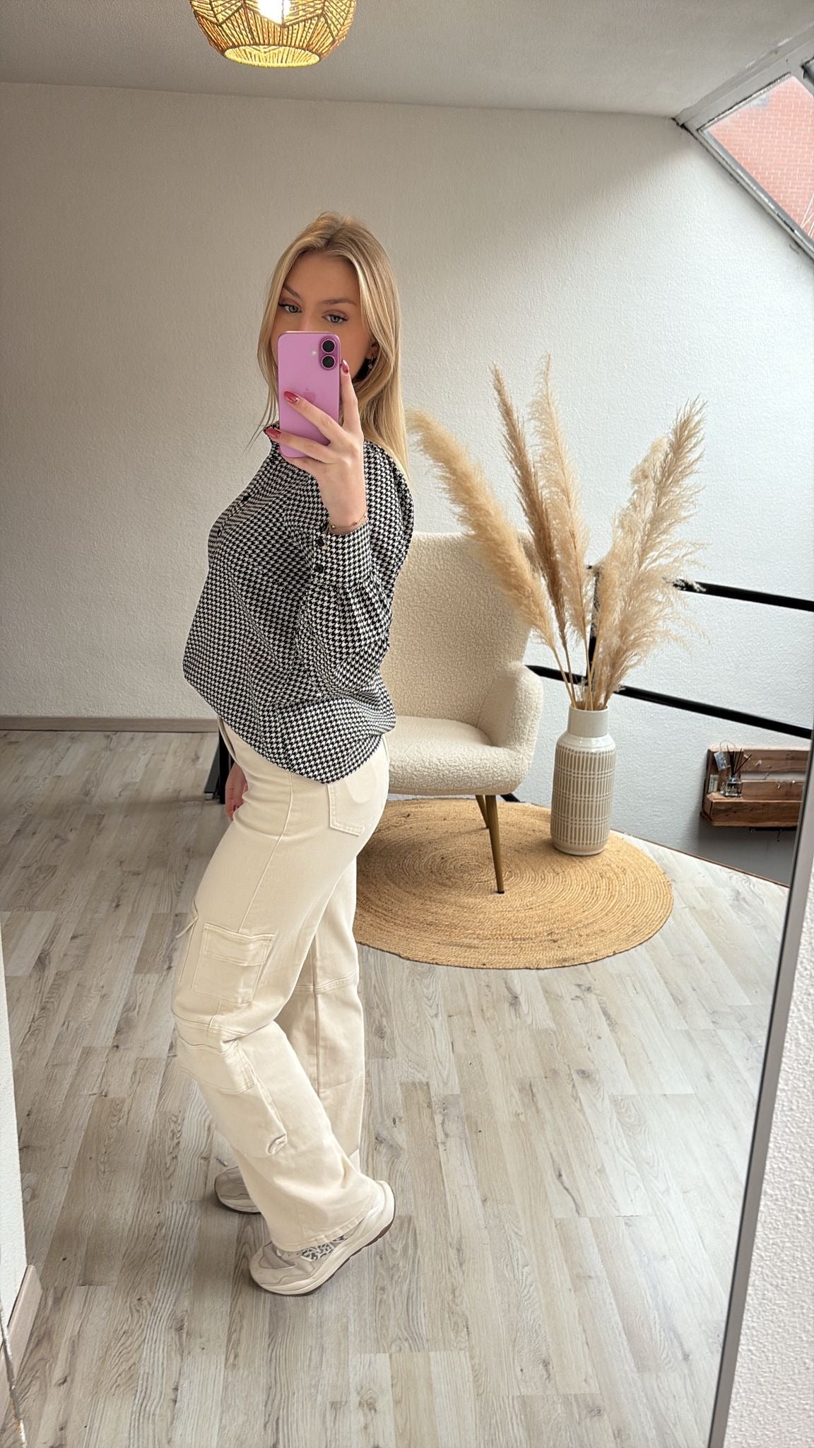 Pied de poule blouse